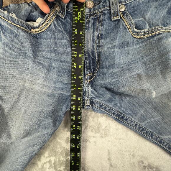 Distressed Ariat M5 Straight Fit Straight Leg Denim Jeans Size 31/36 - Picture 6 of 8